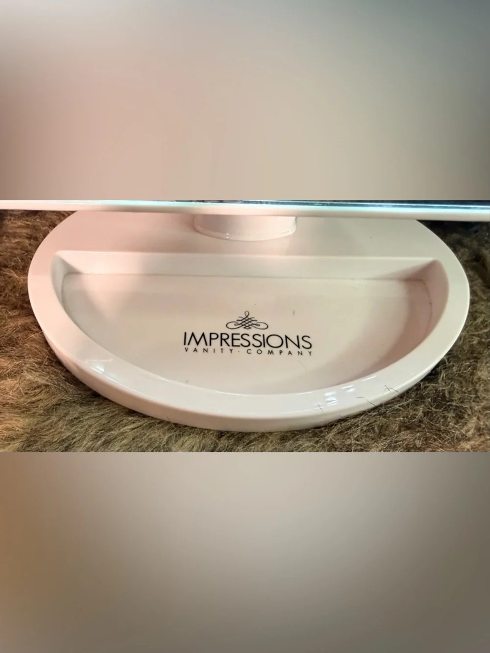 Impressions White Vanity Mirror with Pedestal Base